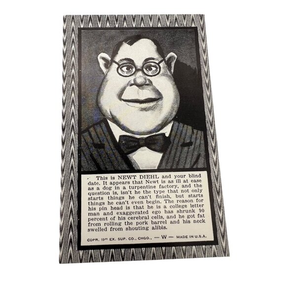 Set Of 5 Vintage 1941 Blind Date Arcade Cards Exhibit Supply Co. Chicago Humor - Picture 6 of 7